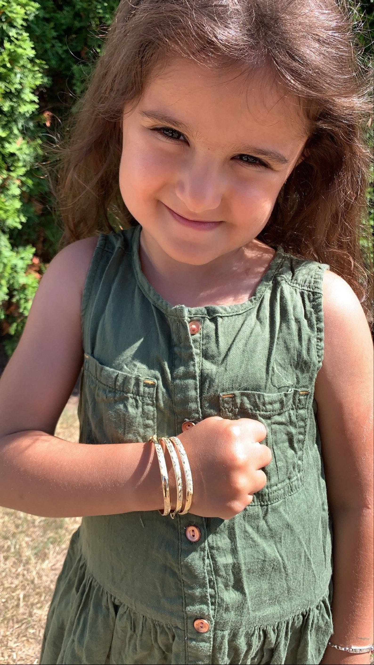 14K Yellow Gold Textured Baby Bangle Braceletreal Gold Etsy