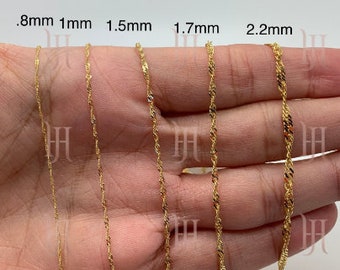 14k Yellow Gold Diamond Cut Singapore Chain Necklace .8mm 1mm 1.5mm 1.7mm 2.2mm Sale