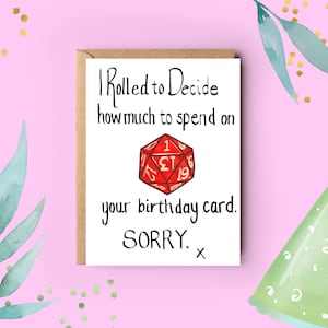 D20 Birthday Card D&D Dungeon Master Natural 1