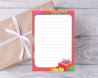 Birthday Thank You A5 Notepad - Blue Glitter Effect - Thank You Note - Letter of Thanks - Deskpad - Stationery