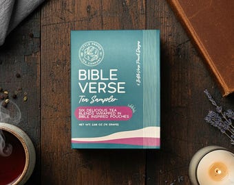 Bible Verse Tea Sampler Box – Loose Leaf Tea Gift, Scripture Tea, Bible Verse Gift, Unique Christian Gift, Faith-Inspired Tea Sampler