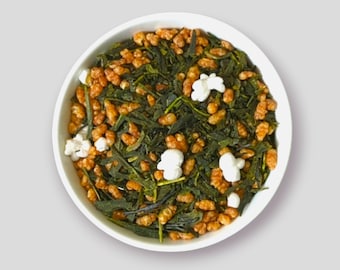 Genmaicha Green Tea | Japanese Green Tea | Toasted Rice Tea | Popcorn Tea | Green Tea Blend | Loose Leaf Tea | Medium Caffeine Tea