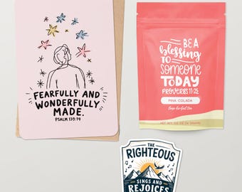 Christian Tea Gift Set – Joy & Gratitude – Psalm 139 and Proverbs 29 – Faith Encouragement – Bible Verse Tea – Christian Gift Under 10