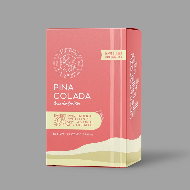 Pina Colada Tea | Tropical Tea | Fruit Tea | Herbal Tea | Iced Tea | Vacation Tea | Caffeine Free Tea | Tea Lover Gift 3.5 oz Box