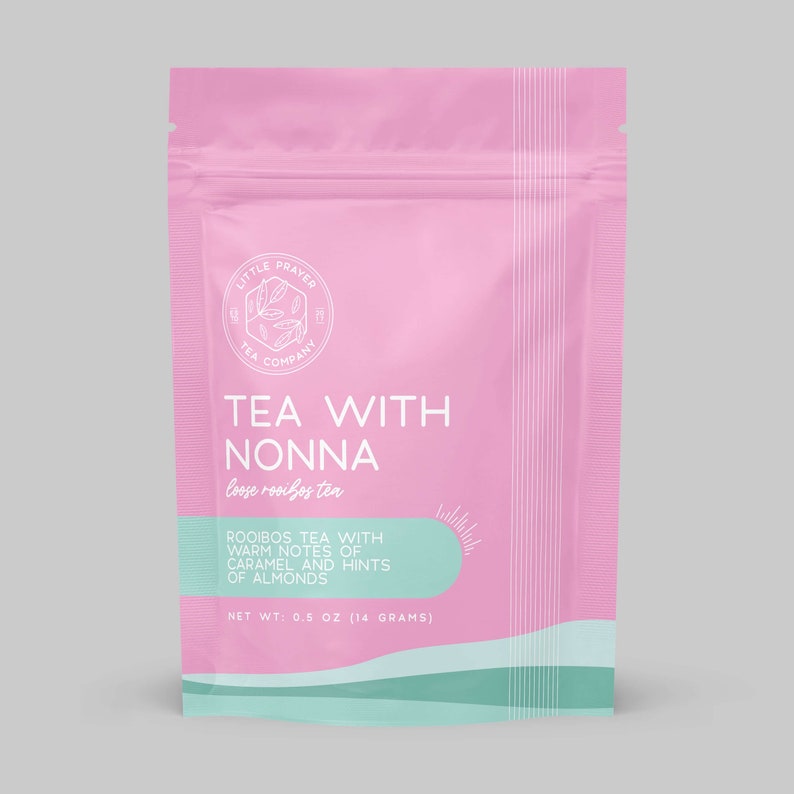 Tea With Nonna – Rooibos Tea Blend – Peaceful Caffeine Free Tea Gift – Dessert Tea with Caramel, Almond & Rose Petals – Cozy Faith Tea Sample