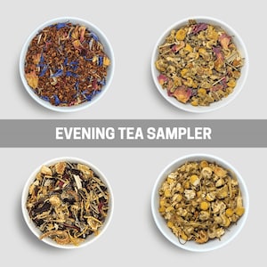 Evening Tea Sampler | Caffeine-Free Herbal Blends for Relaxation & Sleep | Chamomile, Rooibos, Peppermint | Calming Nighttime Teas