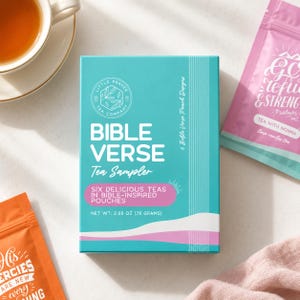 Bible Verse Tea Sampler Box – Christian Loose Leaf Tea Gift, Scripture Tea Gift Set