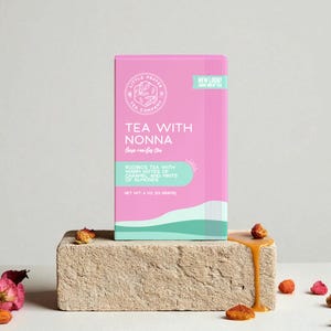 Tea With Nonna – Rooibos Tea Blend – Peaceful Caffeine Free Tea Gift – Dessert Tea with Caramel, Almond & Rose Petals – Cozy Faith Tea image 1