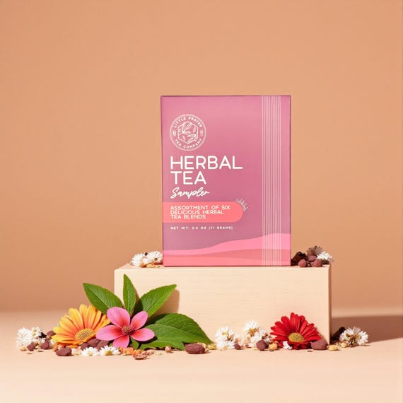 Herbal Tea Sampler Gift Box – Loose Leaf Tea Sampler, Caffeine Free Tea, Calming Herbal Tea, Relaxation Gift Set, Self Care Gift Box