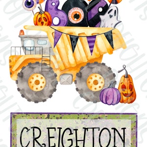 Dump Truck Halloween sublimation design PNG, Halloween PNG, boys Halloween sublimation designs, BOO dump truck, toddler boys halloween png