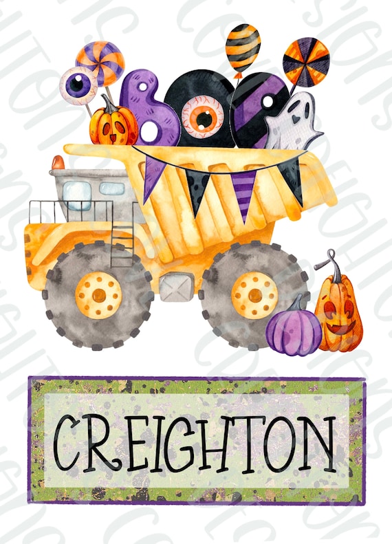 Dump Truck Halloween sublimation design PNG, Halloween PNG, boys Halloween sublimation designs, BOO dump truck, toddler boys halloween png
