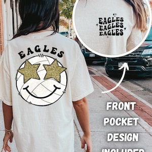 Eagles Game Day Volleyball front back sublimation design | Volleyball PNG | Best Seller Volleyball | Volleyball shirt design | Preppy PNG