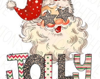 Jolly Retro Santa PNG,  Christmas Sublimation Designs, Designs Downloads, PNG Clipart, DTG, Santa Sublimation Design
