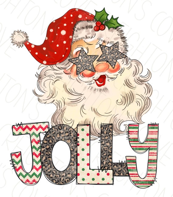 Jolly Retro Santa PNG,  Christmas Sublimation Designs, Designs Downloads, PNG Clipart, DTG, Santa Sublimation Design