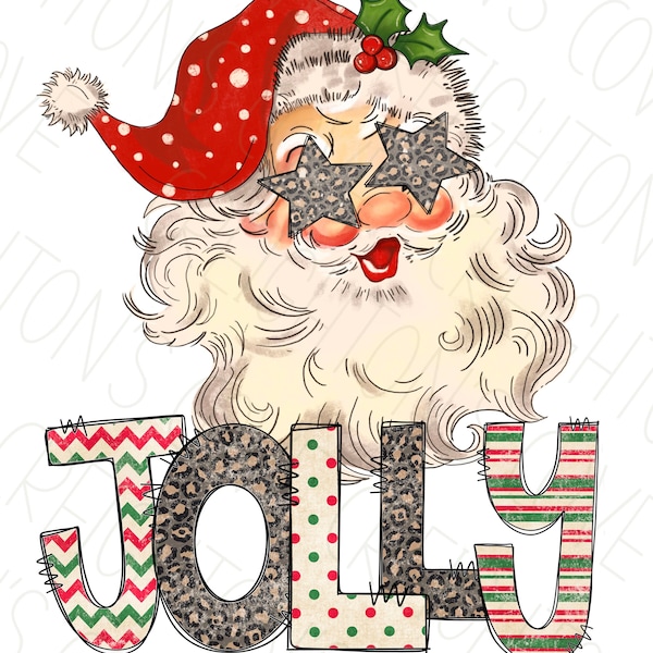 Jolly Retro Santa PNG, Weihnachten Sublimation Designs, Designs Downloads, PNG Clipart, DTG, Weihnachtsmann Sublimation Design