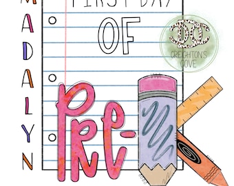 First day of Pre-K PNG, first day of school sublimation designs, first day of school PNG, back to school girls design, Pre-K PNG, printable