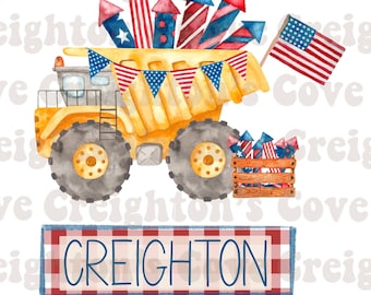 4th of July kids sublimation design USA PNG dump truck PNG dump truck sublimation 4th of July designs for kids instant download boys png