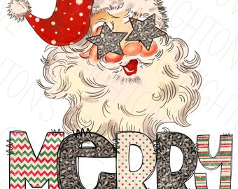 Retro Weihnachtsmann Stern Png, Weihnachten Sublimation Datei für Shirt Design, Digitaler Download, Weihnachtsmann Clipart, Weihnachten PNG