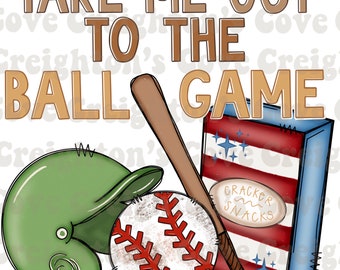 Take Me Out To the Ball Game | Retro Baseball | PNG | Baseball PNG Cut File | Baseball Mom | Baseball Shirt Design | Baseball Game Day