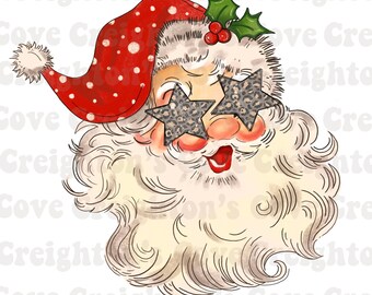 Star Retro Santa PNG,  Christmas Sublimation Designs, Designs Downloads, PNG Clipart, DTG, Santa Sublimation Design