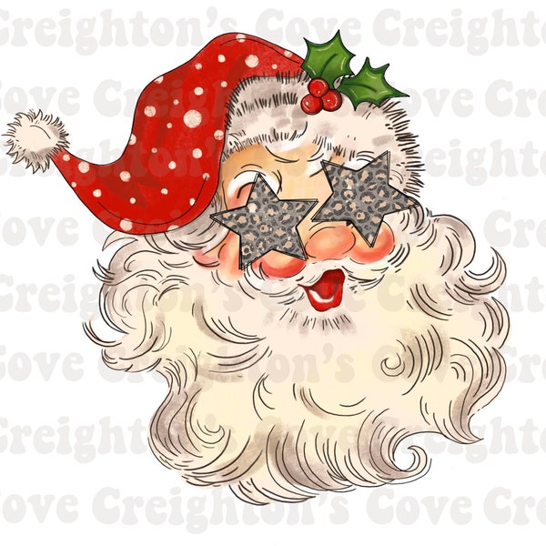 Star Retro Santa PNG,  Christmas Sublimation Designs, Designs Downloads, PNG Clipart, DTG, Santa Sublimation Design