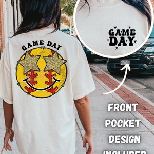 Game Day softball front and back sublimation design | softball PNG | Best Seller | softball Game Day | softball shirt designs | Preppy PNG