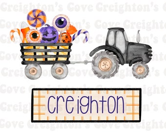 Niños pequeños Tractor de Halloween PNG, tractor púrpura, diseño de sublimación de Halloween para niños pequeños, tractor PNG, descarga digital