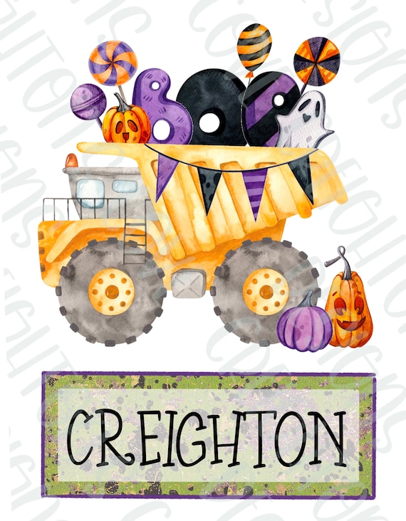 Dump Truck Halloween sublimation design PNG, Halloween PNG, boys Halloween sublimation designs, BOO dump truck, toddler boys halloween png