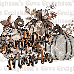 Dankbare Mama Kürbis PNG, Western Herbst Shirt Designs, Animal Print Kürbise, Herbst Sublimation Designs