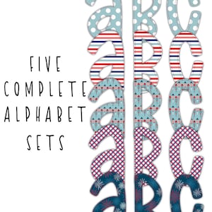 4th of July | USA  Alphabet letter pack, faux embroidery alphabet , Hand Drawn Doodle, Sublimation Alpha Set Designs PNG,