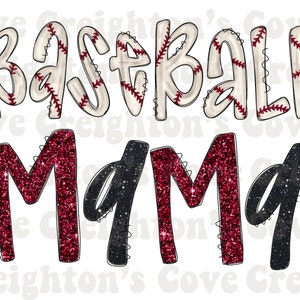 Red and black glitter baseball mama png | baseball png | baseball mom shirt designs | baseball digital download | baseball sublimation png