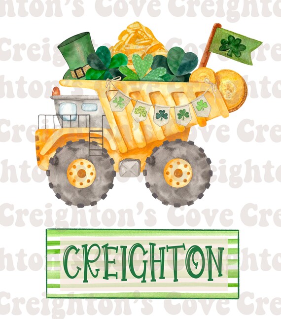 St Patricks Day Dump Truck digital download, Kids St Patrick PNG, boys St Patricks designs, St Patricks Day instant download, Kids PNG