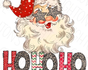 Retro Weihnachtsmann Stern Png, Weihnachten Sublimation Datei für Shirt Design, Digitaler Download, Weihnachtsmann Clipart, Weihnachten PNG