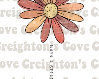 Avoir une grande marguerite PNG, téléchargement numérique, marguerite PNG, conception de sublimation de marguerite, marguerite dessinée à la main, conception de chemise rétro, marguerite rétro, PNG floral