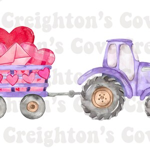 Watercolor Tractor Valentines Day Png, Girls Valentine Png Shirt Design ...