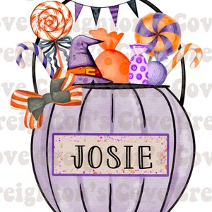 Girls Halloween candy bucket PNG, Halloween sublimation designs for girls, Halloween sublimation designs, candy bucket, pumpkin candy bucket