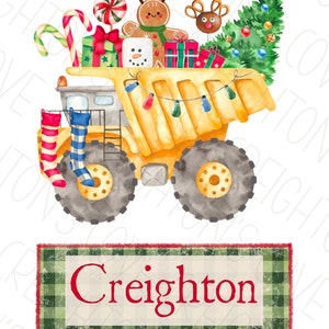 Christmas dump truck PNG, toddler boys Christmas sublimation design, toddler Christmas PNG, Construction, Boys Christmas PNG