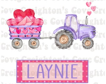 Aquarell Traktor Valentinstag png, Mädchen Valentinstag png Shirt Design, Kleinkind Mädchen png, Traktor Valentinstag png, Kinder Valentinstag png
