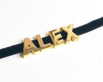 ALEX Name Choker Necklace or Personalized Name -  Customizable Choker - Your Name Choker - Velvet Choker, Gold/ Silver Letters Choker