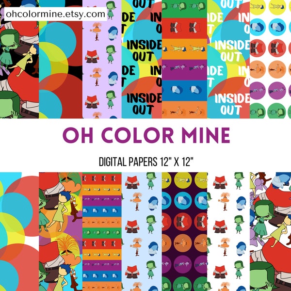 Inside out paper pack, Inside out papers, Inside out movie wallpaper, Inside out clipart, Inside out decoration, background, pattern