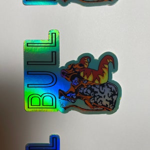 BULL HOLOGRAPHIC 3&quot;X 2.62&quot; STICKERS