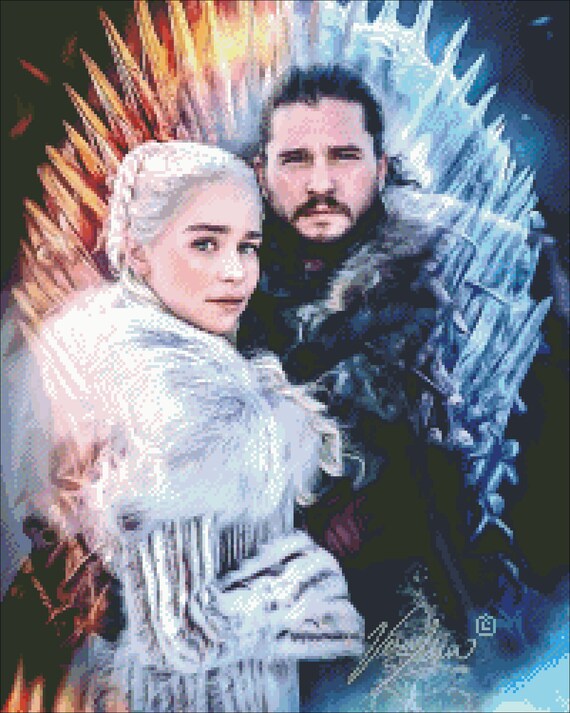 Cross Stitch Pattern Daenerys Jon Snow Movie Game Of Thrones Etsy
