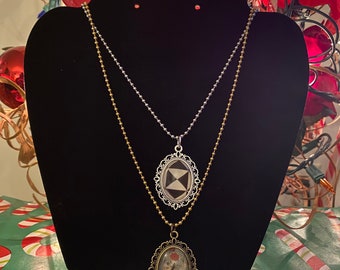 Christmas Cabochon Silver/Bronze/Black/Gold Glass Chain Pendant Necklace #7454 