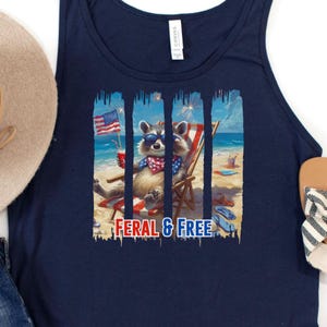 Feral Raccoon 4th of July Tank Top: Funny Patriotic USA Summer Shirt