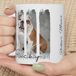 Custom Bulldog Dog Mama Mug Personalized Dog's Name Coffee Cup, Gift Dog Lovers, Pet Owners Gift Dog Mom Mother's Day Gifts Wife