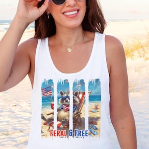 Feral Raccoon 4th of July Tank Top: Funny Patriotic USA Beach Shirt