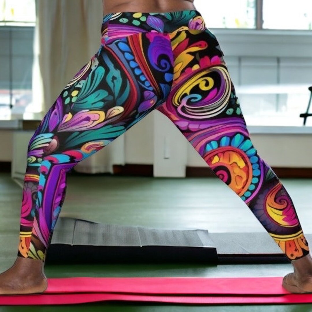 Boho Leggings Rainbow Paisley Yoga Pants Retro for Teachers Etsy