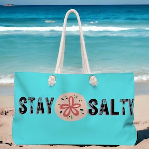 Bleib salzig Strandtasche Boho-Reisetasche Weekender Bag Große Strandtasche I Love Beach Trips Bags