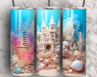 Personalized Gift Best Friend Under The Sea Sandcastle Tumbler Present For Beach Lover Beachcombers Custom