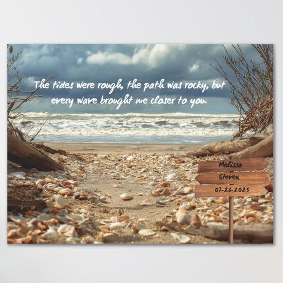 Couple Embracing And Walking On The Beach Personalized Poster, Heartfe – The Next Custom Gift